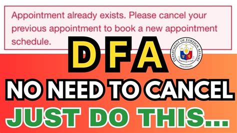APPOINTMENT ALREADY EXIST Paano/How to Cancel .